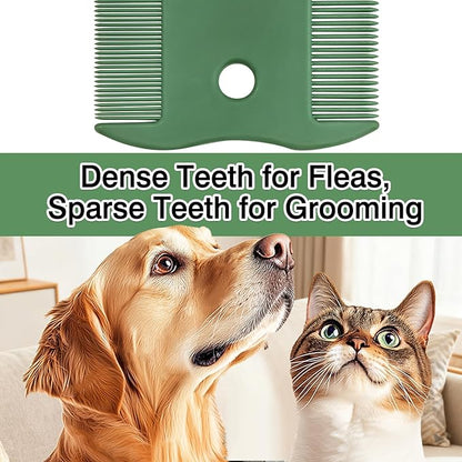 6-Piece Double-Sided Dog Cat Grooming Comb Set for Short Hair, Flea Removal and Daily Coat Care