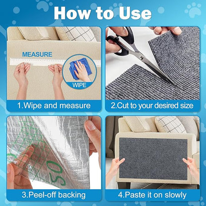 Cat Carpet Protector 47.2"x15.8", Wall Corner Cat Scratcher Pad for Indoor,Trimmable Self-Adhesive Cat Scratching Mat Furniture Protector for Couch Sofas Door