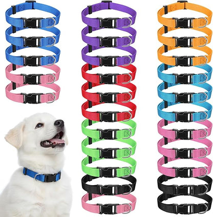JIEYAO 27 Pcs Colorful Dog Collars for Small Medium Dog, Nylon Adjustable Puppy Collars with Quick Release Buckle 9 Colors Pet Collar Bulk for Walking Training