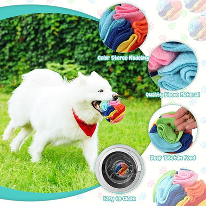 3 Pcs Puppy Chew Toys Snuffle Mat Dog Puzzle Toys Dog Treat Balls to Keep Them Busy Pet Interactive Foraging Training Ball for Small Medium Breed Teething Cleaning Intellect Training