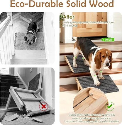 3 Pack Dog Ramp for Stairs, Anti-Slip Pet Step for Small Dogs with Soft Carpet Surface, Folding Portable Indoor/Outdoor Pet Steps for Stairs, Dog Stairs for Senior/Arthritis Dogs (Pet Firendly)