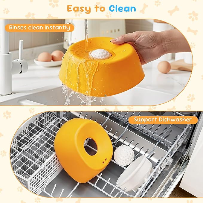 Dog Licking Toy, Slow Feeder Dog Bowls for Medium Large Breeds, Anti-Slip Dog Lick Bowl for 3/4 Cup Yogurt, Bone Broth, and Other Liquid Treat, Licking Bowl for Dietary Supplement (Yellow)