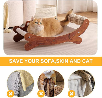 Cat Scratch Pad with Replacement Scratching Felt, Large Cat Scratcher Bed Hammock Lounge for Scratching Pad, Protects Furniture,Kittens Gifts(Caramel)