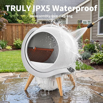 HoneyGuaridan Self-Cleaning Cat Litter Box, Waterproof Automatic Cat Litter Box,App Control, Odourless, Integrated Safety Protection, Water Rinsable and Easy to Clean, for Multiple Cats (3-33lb)