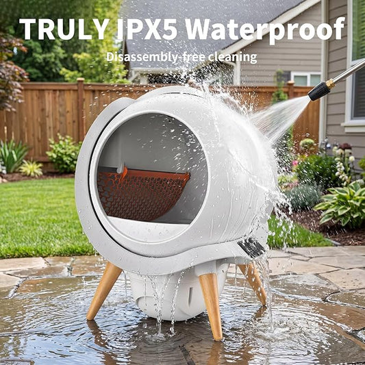 HoneyGuaridan Self-Cleaning Cat Litter Box, Waterproof Automatic Cat Litter Box,App Control, Odourless, Integrated Safety Protection, Water Rinsable and Easy to Clean, for Multiple Cats (3-33lb)