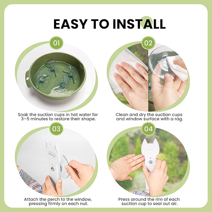 4 Pack Cat Window Perch Suction Cups, Strong Adhesive Replacement PVC Suction Cups with Screws for Foldable & Cordless Cat Window Hammock Seat, Holds Up to 40 lbs