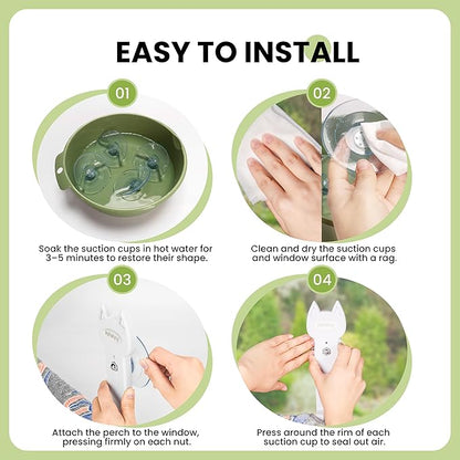 4 Pack Cat Window Perch Suction Cups, Strong Adhesive Replacement PVC Suction Cups with Screws for Foldable & Cordless Cat Window Hammock Seat, Holds Up to 40 lbs