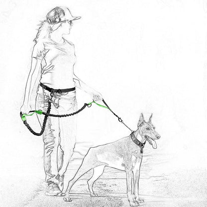 Mile High Life | Retractable Hands Free Dog 7FT Leash | Waist Running Adjustable | Reflective Dual Black Bungees | Dual Handles | Small Medium Large Dogs | (Lemon Yellow)