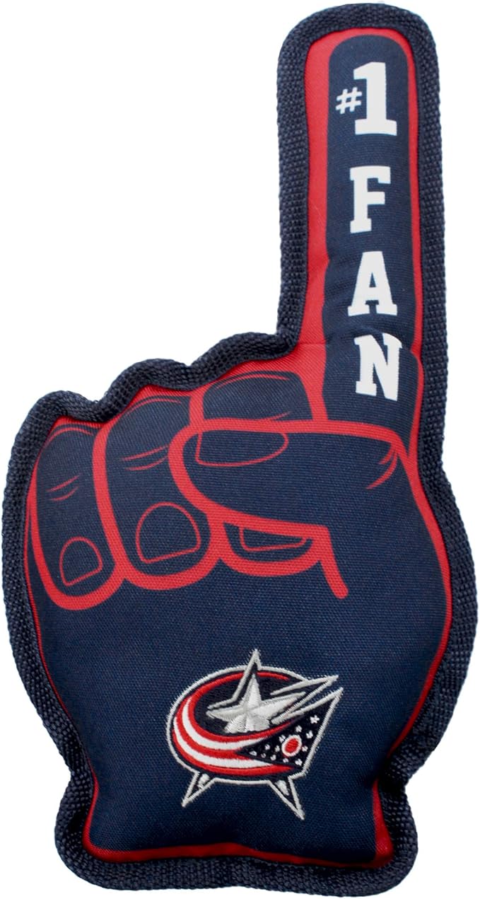 Pets First NHL Columbus Blue Jackets #1 Fan Toy for Dogs & Cats. Best Tough PET Toy with Inner Squeaker. Number One Premium Dog Toy for Strongest Chewers & Sports Fans, One Size