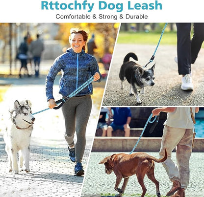 Rttochfy Rope Dog Leash 2/4/5/6/8/10 FT with Comfortable Padded Handle and Highly Reflective Threads for Small Medium and Large Dogs Heavy Duty (1/2"-10 FT, Green)