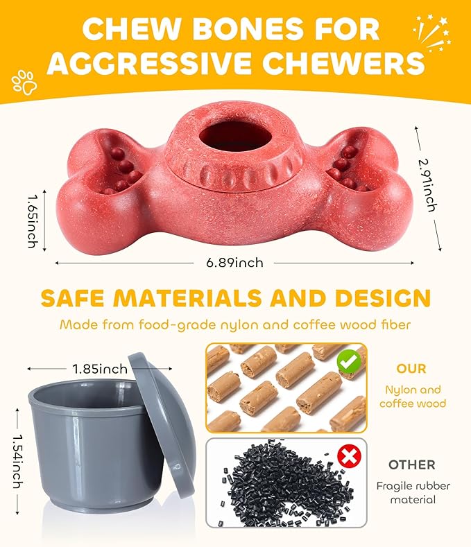 DPB Frozen Dog Toy to Keep Them Busy, FreezeBone Chew Toy & Peanut Butter Fillable Toy & Freezer/Freezable/Frozen Lick Treat Tray Enrichment Toys for Medium/Large Dogs