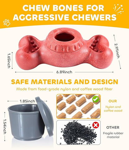 DPB Frozen Dog Toy to Keep Them Busy, FreezeBone Chew Toy & Peanut Butter Fillable Toy & Freezer/Freezable/Frozen Lick Treat Tray Enrichment Toys for Medium/Large Dogs
