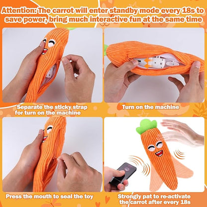 Mity rain Interactive Dog Toys - Easter Carrot Toys for Small Medium Large Dogs, Moving Pet Toy to Keep Them Busy for Boredom, Floppy Smart Motion Activate Enrichment, Rechargeable