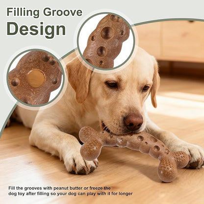 Dog Chew Toy for Aggressive Chewers Bacon Flavored Indestructible Dog Bone Toys for Medium/Large Breed to Keep Them Busy