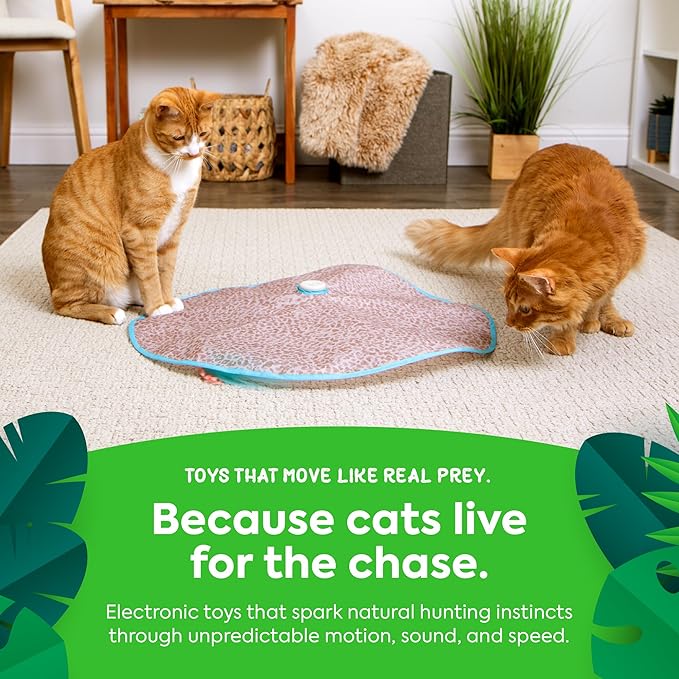SmartyKat Hidden Hijinks Toy for Indoor Cats & Kittens, Electronic Interactive Motion Toy, Featuring Teaser Wand, Plus Replaceable Batteries Included