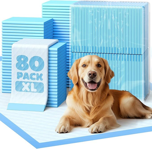 Puppy Pads - 80 Packs, 34"×28" Ultra-Large Puppy Pads, Tear-ResistantPee Pads for Dogs, 6-Layer Ultra-Absorbent & Quick-Dry Black Training Pads