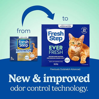 Fresh Step Advanced Ever Fresh Multi Cat Clumping Cat Litter with Febreze Freshness, Low Dust, Odor Control with Ammonia Block Tech, Compatible in Automatic Litter Boxes, 32 lb. (2 x 16 lb.)