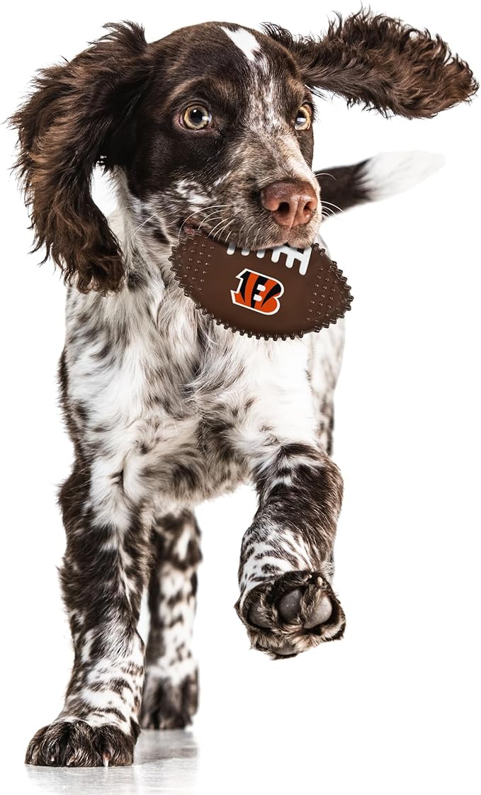 NFL Cincinnati Bengals Mega-chew Hard Nylon Bacon-flavored Dog Bone Football Chew Toy. Interactive Tasty Fun Dog Chew Toy. Indestructible Strong Durable Chew Toy Tough Pet Toys for Aggressive Chewers