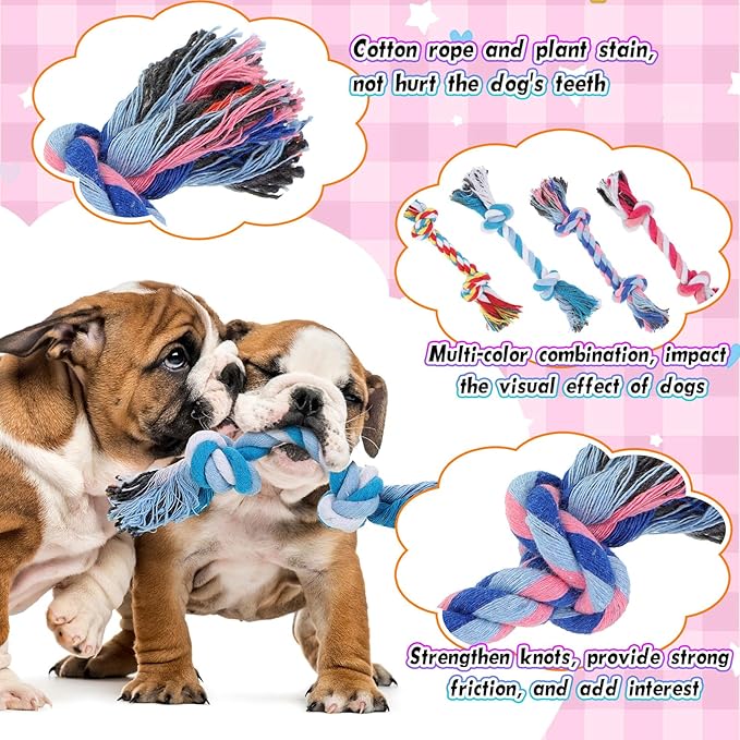 Paterr 12 Pcs Rope Dog Toys Multi Color Puppy Rope Toy Cotton Puppy Toys Dog Chew Puppy Teething Toys for Small and Medium Dogs Puppies