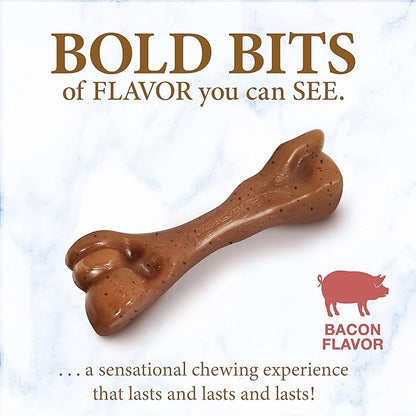 Nylabone Gourmet Style Femur Bone Strong Chew Toy for Puppies, Soothing Puppy Teething Toys, Puppy Enrichment, Bacon Flavor, Small Dogs - Up to 25 Ibs, 1 Count