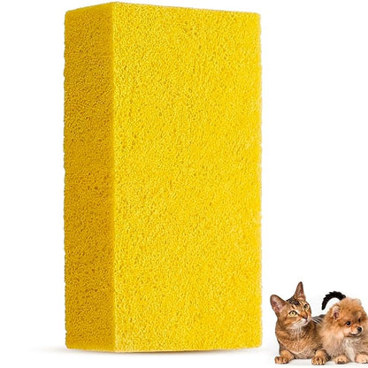 1 Pack Pet Hair Remover Sponge Cat and Dog Hair Sponge Rubber Pet Fur Lifter Removal Tool, Remove from Furniture, Carpet, Bedding, Clothing, 6.26 x 3.28 x 1.89 Inch (Yellow)