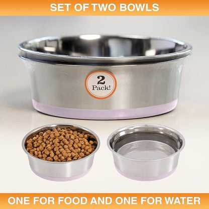 Neater Pet Brands Stainless Steel Dog Bowls with Non-Slip Rubber Bottom – Set of 2, 4 Cup (32 oz), Pink - Heavy Duty Metal Dog Bowl, Dishwasher Safe, Food or Water Bowl, Ideal for Medium Dogs