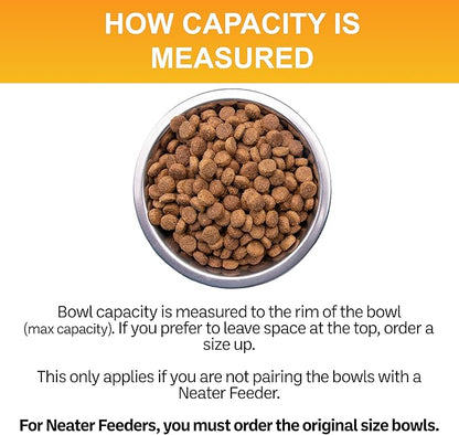 Neater Pet Brands 1.5 Cup (12 oz.) Shallow Stainless Steel Cat Bowls, Set of 2 Neater Feeder Replacement Bowls (Deluxe Model), Metal Cat Dishes for Food and Water, Whisker Friendly, Dishwasher Safe