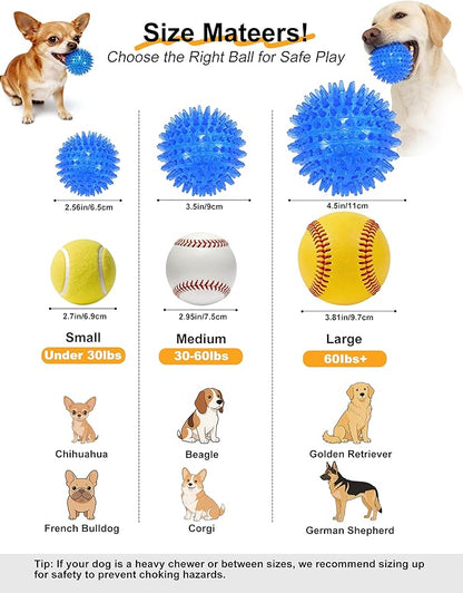 petizer 3 Pack 2.5” Squeaky Dog Toy Balls, Floating Pool Balls, Spiky Dog Balls Water Toys, Durable Interactive Fetch Toys for Puppy, Dog Chew Toys for Teething (2.5", Small Dog)