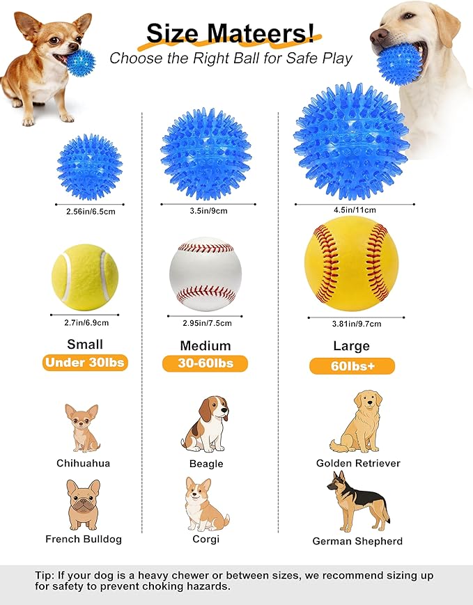 petizer 6 Pack 4.5inch Squeaky Dog Toy Balls Floating Spiky Pool Balls Interactive Fetch Toys for Large Dog