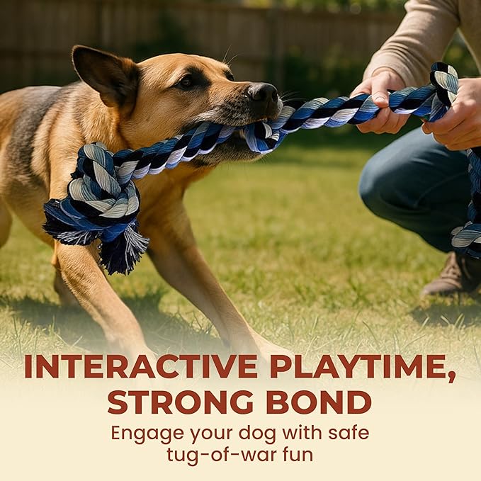 Pup Quartet Dog Rope Toy for Aggressive Chewers – 36-Inch Tug of War Dog Toy – 5-Knot Heavy Duty Rope Toys for Dogs – Virtually Indestructible Chew Toys for Medium & Large Dogs