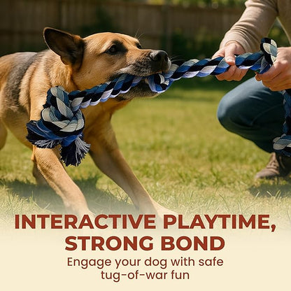 Pup Quartet Dog Rope Toy for Aggressive Chewers – 36-Inch Tug of War Dog Toy – 5-Knot Heavy Duty Rope Toys for Dogs – Virtually Indestructible Chew Toys for Medium & Large Dogs