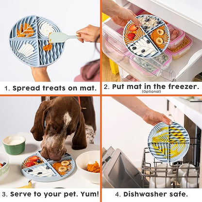 Awoo Paradise Silicone Dog & Cat Lick Mat & Slow Feeder with Suction Cups, Non-Slip, Dishwasher Safe, Extend Mealtime, Reduce Anxiety (Almond)