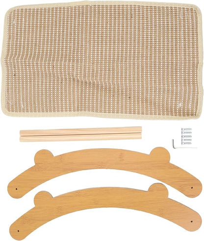 Cat Hammock Chair, Scratch Wooden Cat Lounger with Sisal Scratcher, Cat Rest Bed for Home Furniture Protector, Comfortable Cat Scratching Board Lounge (M)