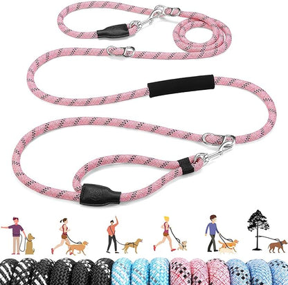 Lukovee Hands Free Dog Leash, 10FT Adjustable Training Lead 1/2 Inch Nylon Heavy Duty Lead No Pull for Large Medium Dogs, Tangle Free Reflective Waist-Leash for Walking Running, (PI, Plus Handle)