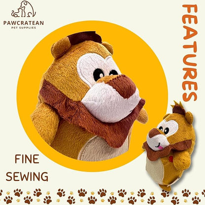 7" Squeaky Plush Toy for Puppies Small Dogs Self Etertainment Washable Soft Made [PET ONLY] (Lion)