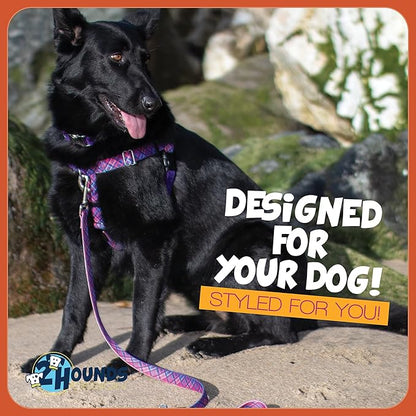 2 Hounds Design - Freedom No-Pull Harness & Training Leash in Pink and Purple | Dual Leash Loops, No Pulling on Walks | Lined to Prevent Chaffing | for Small Sized Dogs (Size S, Chest 20”- 24”)