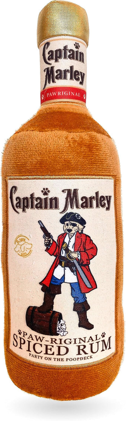 Bark Bros - Liquor Bottle Dog Toy - Plush Squeaky Dog Toys Funny Drink Parody - Alcohol Dog Toy - Dog Birthday Toy - Cute Dog Toys - Puppy Gifts - Puppy Stuff - Dog Stuff (Large, Captain Marley)