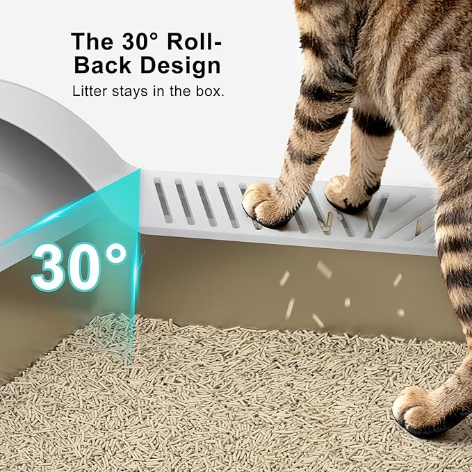 2 Pack Stainless Steel Litter Box | XL Enclosed Cat Litter Boxes with Lid for Big Cats and Multi-Cats | High Sided, Anti-Urine Leakage | Non-Stick Bottom（Silver Gray）