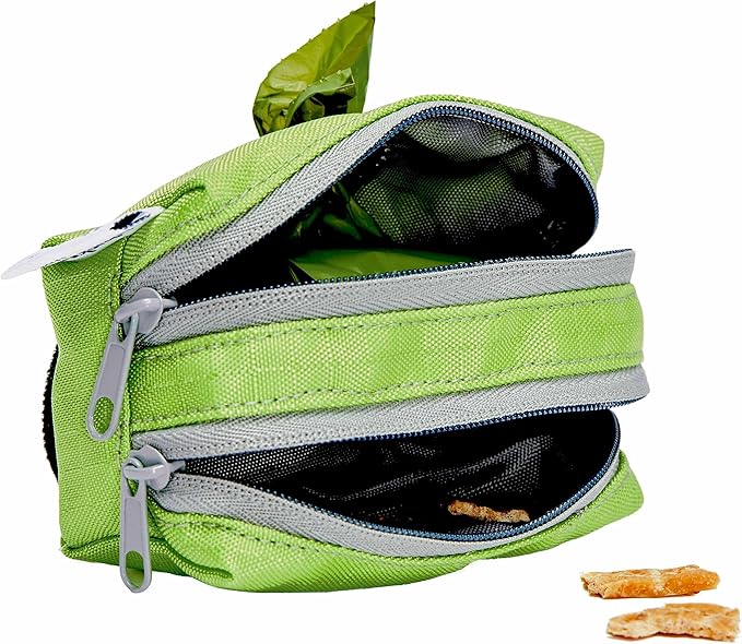 Blueberry Pet Neon dog waste bags Dog Poop Bags Rolls Dispenser for Dog Leash, 2 Auto Locking Zipper Dog Poop Bags Holder, Durable Polyester, Includes Free Roll, Ideal for Pet Parents & Walkers