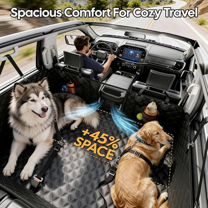 Wigoo Dog Truck Seat Cover for Back Seat, Dog Hammock with Hard Bottom Support (450lbs), Heavy Duty Waterproof Car Bed Extender for 2-4 Large Dogs, Backseat Protector for SUV & Truck, XL Size, Black