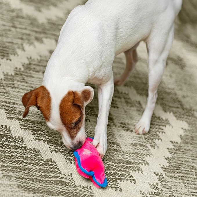 Outward Hound Durablez Minis – Squeaky Plush Dog Toy, No Stuffing for Less Mess, Interactive & Tough, Jumbo Squeaker, Puppies & Small Dogs, Pig, 6.8" (Pack of 2)