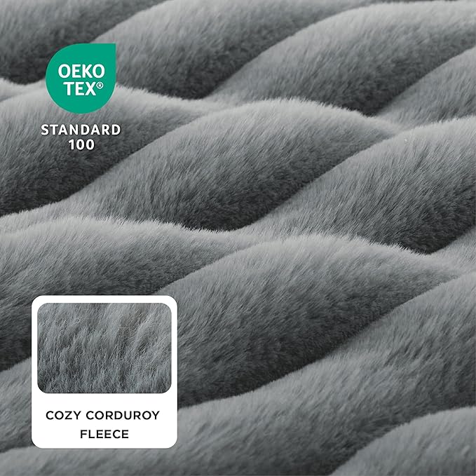 Bedsure ComfyFleece™ Orthopedic Dog Beds for Extra Large Dogs, Memory Foam XL Dog Couch with Sides, Waterproof Big Pet Sofa with Washable Corduroy Cover, Non-Slip and Egg-Crate Foam, Grey