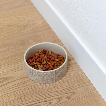 Fringe Studio Sevilla Tile Sand Medium Ceramic Imprinted Pet Bowl (6.5" Diameter x 2.5" H, 26 fl.oz.), PetShop Collection (785MD001)