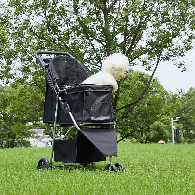 Sweetcrispy Pet Stroller for Dogs and Cats | Foldable, Lightweight, and Durable | Ideal for Small to Medium Pets | Includes Storage Basket and Cup Holders