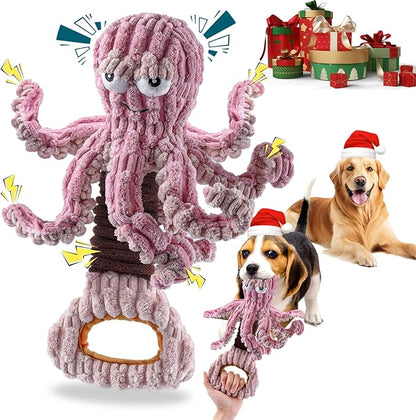 Squeaky Dog Toys, Octopus Dog Toy Interactive Tug of War Puppy Toy to Keep Them Busy(Purple)