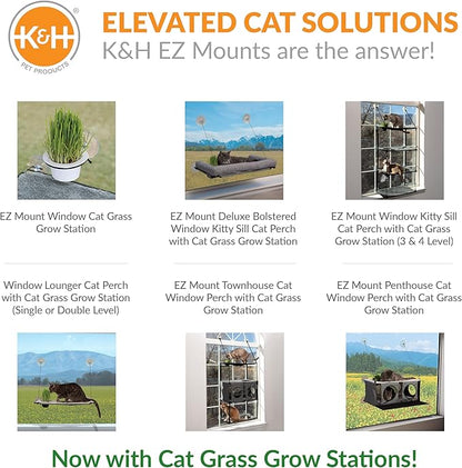 K&H Pet Products EZ Mount Double Stack Cat Window Perch for Large Cats, Sturdy Window Hammock Bed, Steel Frame, Sturdy Suction Cups, 2 Washable Shelf Covers, Foldable - Fits 27"W X 31"H Glass Spaces