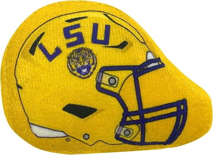 Best Plush CAT Toy - NCAA LSU Complete Set of 3 Piece Cat Toys Filled with Fresh Catnip. Includes: 1 Helmet Cat Toy, 1 Football Cat Toy with Feathers & 1 Beer Bottle. Beautiful Team Logos