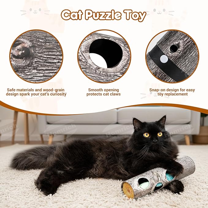 Homrich Interactive Cat Puzzle Toys for Indoor Cats, Hide Seek Funny Cat Toys with Plush Catnip Toys, Self Play Fun for Kitten Adult Bored Cats, Engages Hunting Instincts