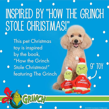 Dr. Seuss: Holiday Merry Grinchmas Grinch Plush Squeaker Toy- 9"