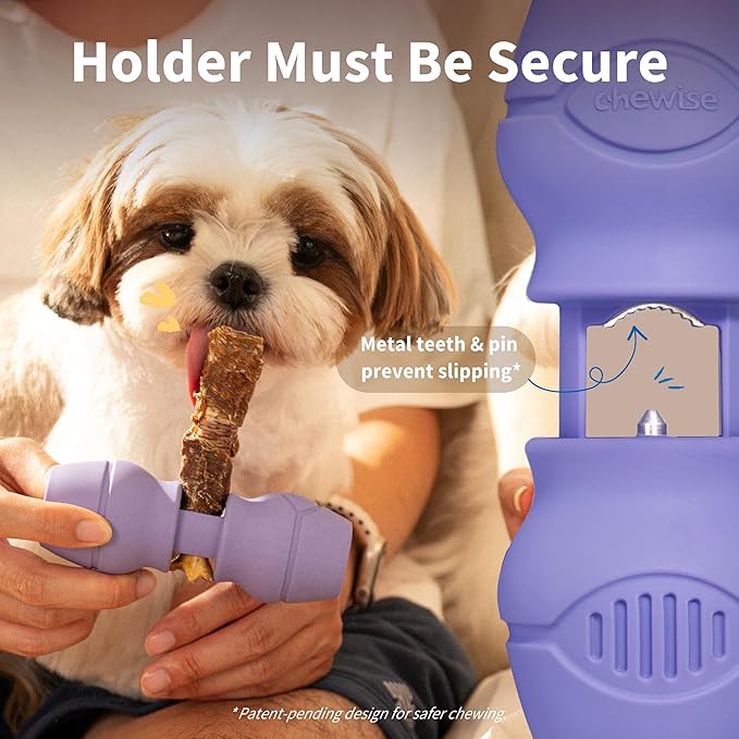 Chewise Bully Stick Holder, Improved Bully Sticks Holder, Ultimate Secure Heavy Duty, BPA-Free Safety Device to Prevent Choking, Fits Various Bully Sticks and Dog Sizes